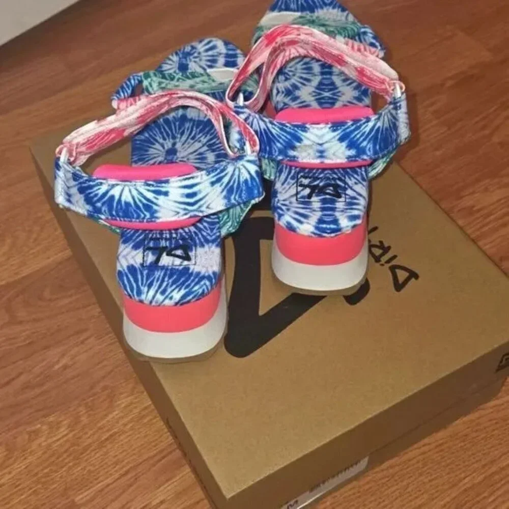 Dirty Laundry Platform Sandals NWT Going Out Colorful Tie Dye Funky Retro Color - Picture 4 of 9
